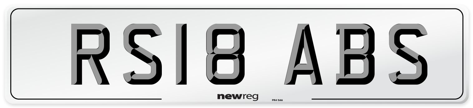 RS18 ABS Number Plate from New Reg